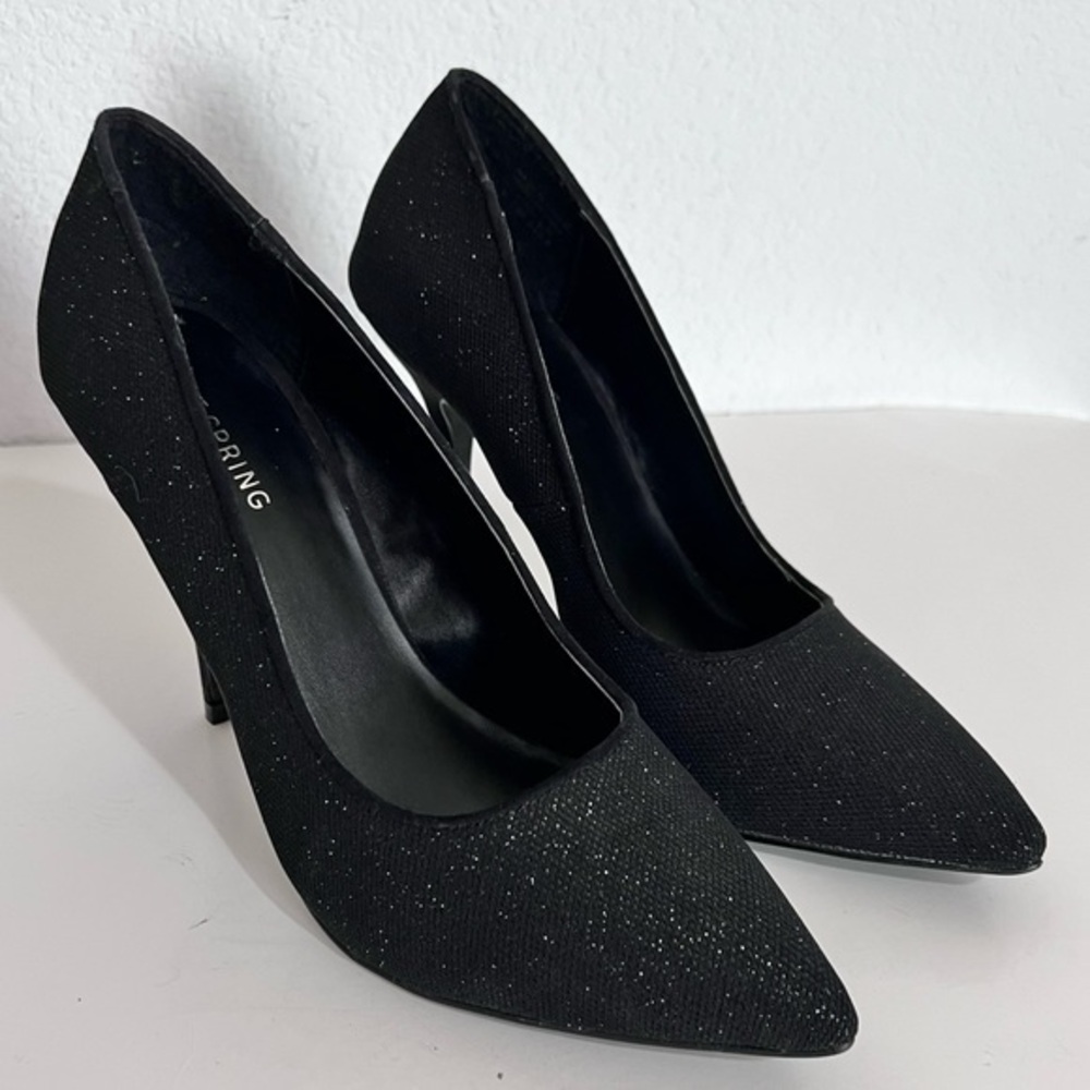 Call it Spring Black Shimmery Black Tie Gala Stilettos Shoes 8